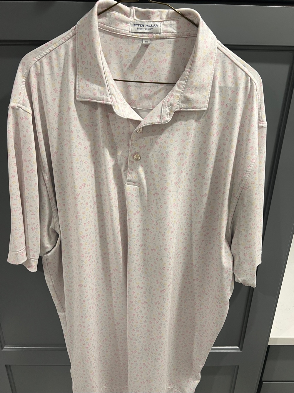 Peter Millar Light Pink Micro-Pattern Polo